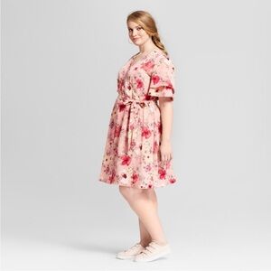 Ava & Viv pink floral wrap dress